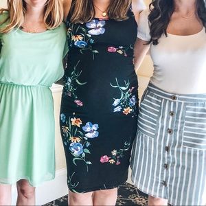 Old Navy Black Floral Maternity Midi Dress